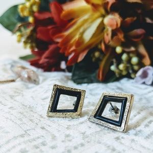 Anthropologie Gold Black Motif Earrings